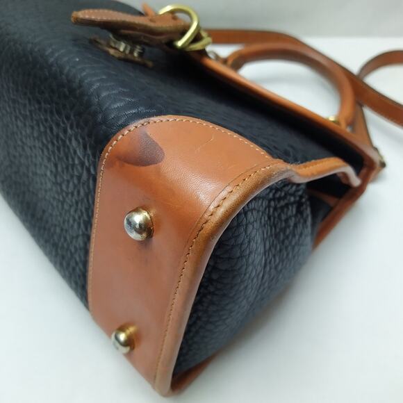 Dooney & Bourke Black Pebbled Leather Buckle Satchel Bag - Vintage Made in USA - Picture 9 of 16